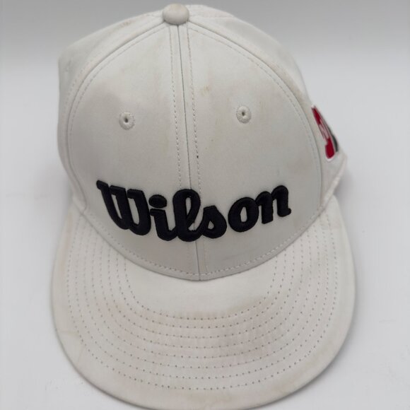 Wilson Pro Tour Golf Hat White/Black/Red Flat Brim Adjustable - Picture 1 of 7